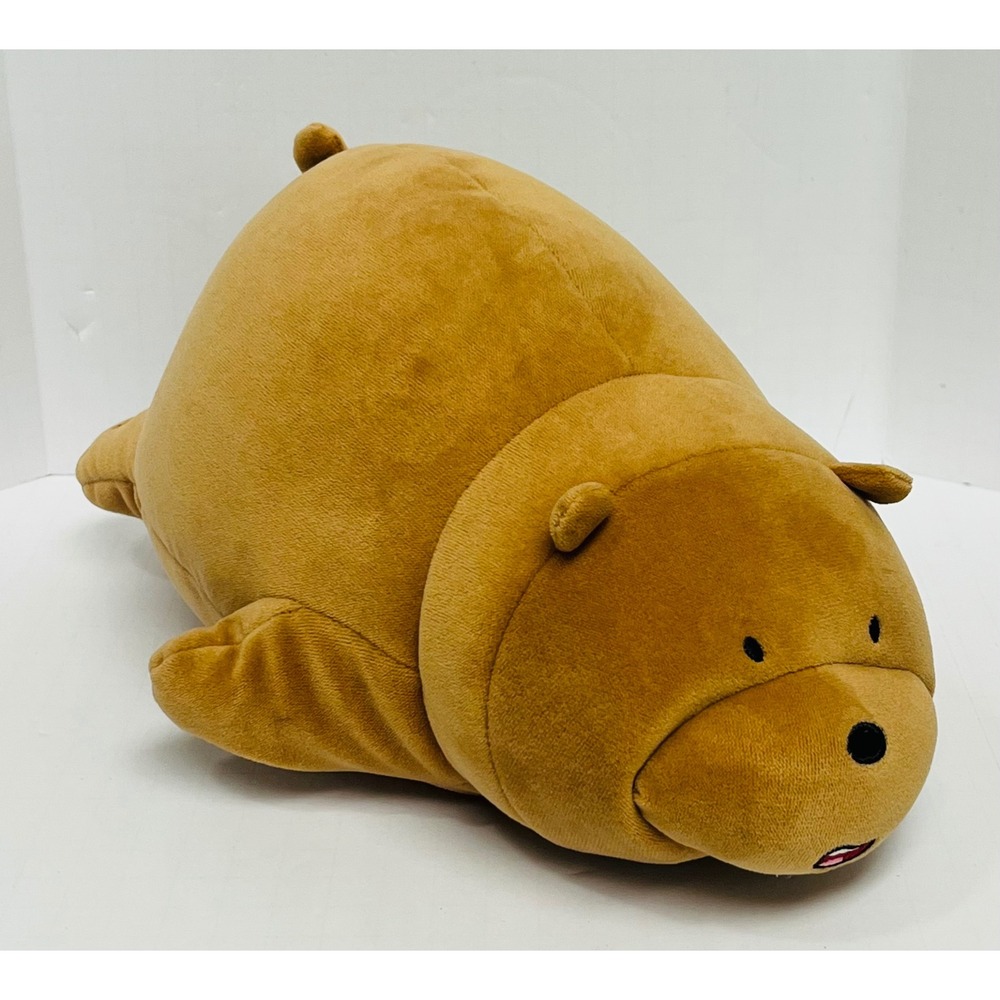Miniso We Bare Bears Grizzly 2-in-1 Transformable Plush Neck Travel Pillow Brown